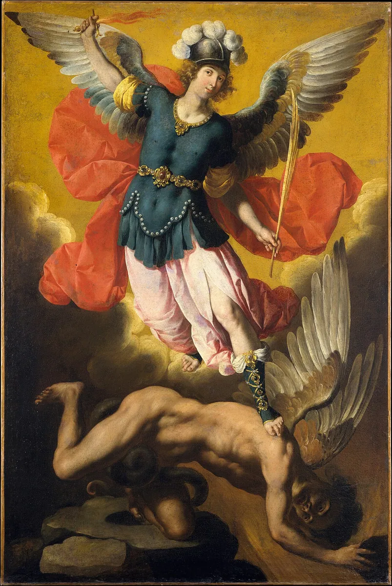 Quadro de São Miguel em moldura dourada